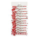 Martisor Bratara cu Ciucure pentru Dama, Jolie, Model Infinit cu Pietre, Set 12 bucati, Pandativ din Inox, Snur