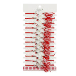 Martisor Bratara cu Ciucure pentru Dama, Jolie, Model Inima cu Floare Alba, Set 12 bucati, Pandativ din Inox cu Piatra,