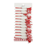 Martisor Bratara cu Ciucure pentru Dama, Jolie, Model Inima Infinit, Set 12 bucati, Pandativ din Inox cu Pietre, Snur