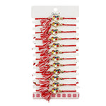 Martisor Bratara cu Ciucure pentru Dama, Jolie, Model Inimi Colorate, Set 12 bucati, Pandativ din Inox, Snur Reglabil,