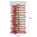 Martisor Bratara cu Ciucure pentru Dama, Jolie, Model Inimi Colorate, Set 12 bucati, Pandativ din Inox, Snur Reglabil,