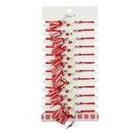 Martisor Bratara cu Ciucure pentru Dama, Jolie, Model Margareta cu Buburuza, Set 12 bucati, Pandativ din Inox, Snur
