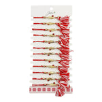 Martisor Bratara cu Ciucure pentru Dama, Jolie, Model Pana cu Buburuza, Set 12 bucati, Pandativ din Inox cu Piatra,