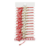 Martisor Bratara cu Ciucure pentru Dama, Jolie, Model Potcoava Buburuza, Set 12 bucati, Pandativ din Inox cu Pietre,