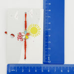 Martisor Bratara pentru Copii, Jolie, Model Floare, din Metal Auriu cu Snur Impletit Rosu, Multicolor