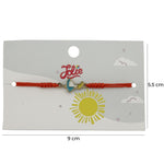 Martisor Bratara pentru Copii, Jolie, Model Fetita, din Metal Auriu cu Snur Impletit Rosu, Albastru deschis