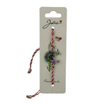 Martisor Bratara cu Snur Alb Rosu Reglabil, Jolie, Model Potcoava Multicolora cu Inimioara, Jolie