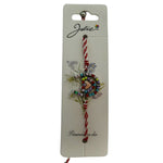 Martisor Bratara cu Snur Alb Rosu Reglabil, Jolie, Model Potcoava Multicolora cu Inimioara, Jolie