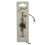 Martisor Bratara cu Snur Alb Rosu Reglabil, Jolie, Model Trifoi cu Patru Foi Multicolor, Jolie