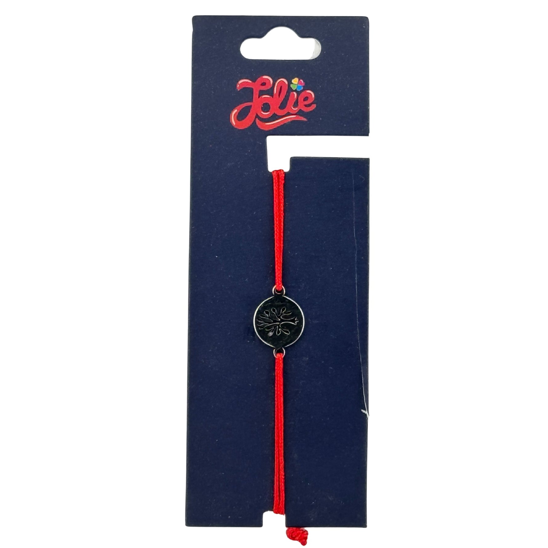Martisor Bratara din Inox pentru Copii, Jolie, Textil si Inox, Snur Rosu, Model Banut, Argintiu