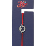 Martisor Bratara din Inox pentru Copii, Jolie, Textil si Inox, Snur Rosu, Model Fluture, Argintiu