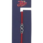 Martisor Bratara din Inox pentru Copii, Jolie, Textil si Inox, Snur Rosu, Model Infinit Inimioara, Argintiu