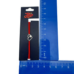 Martisor Bratara din Inox pentru Copii, Jolie, Textil si Inox, Snur Rosu, Model Inima Fluture, Argintiu