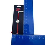 Martisor Bratara din Inox pentru Copii, Jolie, Textil si Inox, Snur Rosu, Model Talpi, Argintiu