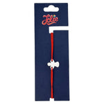 Martisor Bratara Inox pentru Copii, Jolie, Model Inger, din Inox si Metal Inox, Snur Rosu, Argintiu