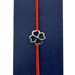 Martisor Bratara Inox pentru Copii, Jolie, Model Trifoi, din Inox si Metal Inox, Snur Rosu, Argintiu