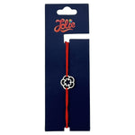 Martisor Bratara Inox pentru Copii, Jolie, Model Stea in floare, din Inox si Metal Inox, Snur Rosu, Argintiu