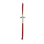 Martisor Bratara, Jolie, Argint 925, Model Cruce, Snur Rosu Reglabil, Fara Pietre, Argintiu
