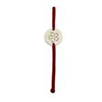 Martisor Bratara, Jolie, Argint 925, Model Rotund Floare, Snur Rosu Reglabil, Fara Pietre, Argintiu