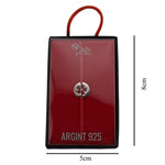 Martisor Bratara, Jolie, Argint 925, Model Trifoi Decupat, Snur Rosu Reglabil, Fara Pietre, Argintiu