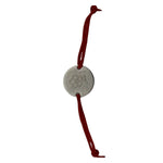 Martisor Bratara, Jolie, Argint 925, Model Trifoi Gravat, Snur Rosu Reglabil, Fara Pietre, Argintiu