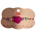 Martisor Bratara Multicolora pentru Copii, Jolie, din Lemn si Textil, Model Inima