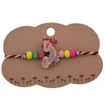 Martisor Bratara Multicolora pentru Copii, Jolie, din Lemn si Textil, Model Curcubeu