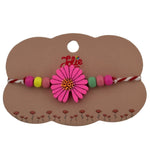 Martisor Bratara Multicolora pentru Copii, Jolie, din Lemn si Textil, Model Floare