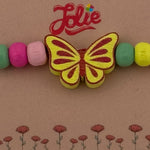Martisor Bratara Multicolora pentru Copii, Jolie, din Lemn si Textil, Model Fluturas