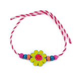 Martisor Bratara Multicolora pentru Copii Random, Snur Alb Rosu, Pandantive din Lemn, Colorate, Modele pentru Copii cu