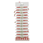 Martisor Bratara pentru Dama si Copii, Jolie, Model Fluture Vesel, Set 12 bucati, Pandantiv Emailat Roz, Snur Reglabil,