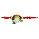 Martisor Bratara pentru Dama si Copii, Jolie, Model Unicorn Magic cu Curcubeu, Set 12 bucati, Pandantiv Emailat, Snur
