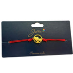 Martisor Bratara Primavara, Textil si Inox, Jolie, Snur Rosu, Model Trei Inimi, Auriu