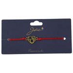 Martisor Bratara Primavara, Textil si Inox, Jolie, Snur Rosu, Model Inima Love, Auriu