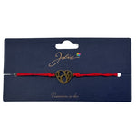 Martisor Bratara Primavara, Textil si Inox, Jolie, Snur Rosu, Model Inima Love, Auriu