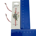 Martisor Bratara Snur Alb-Rosu, Jolie, Pandantiv Metalic, Model Copacul Vietii