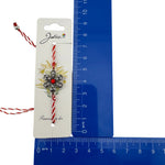Martisor Bratara Snur Alb-Rosu, Jolie, Pandantiv Metalic, Model Floare