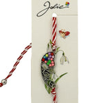 Martisor Bratara Snur Alb-Rosu, Jolie, Pandantiv Metalic, Model Inima Love