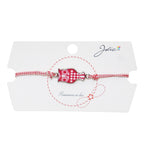 Martisor tip Bratara Traditionala cu Pandantiv, Jolie, Model Bufnita, Snur Impletit Alb/Rosu, Dimensiune Pandativ Aprox