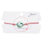 Martisor tip Bratara Traditionala cu Pandantiv, Jolie, Model Ghiocel, Snur Impletit Alb/Rosu, Dimensiune Pandativ Aprox