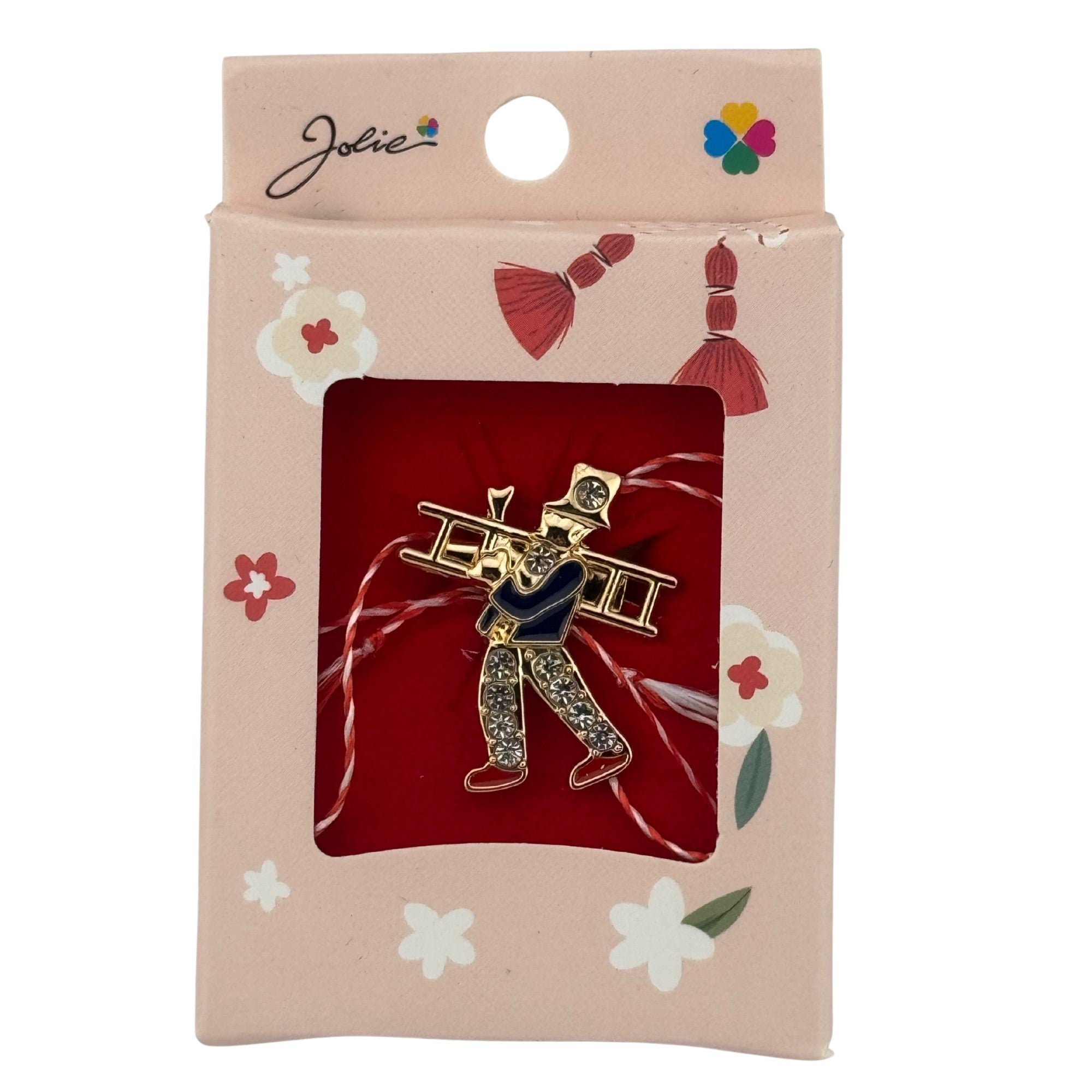 Martisor Brosa Mica in Cutie, Jolie, Dimensiune Brosa 2.5-3cm, Material Metal, Model Hornar, Cutie Roz