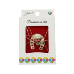 Martisor Brosa, Jolie, Model Potcoava cu Ghiocel si Buburuza, Metal Emailat in Culori, Sistem de Prindere cu Ac,