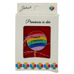 Martisor Brosa Mica in Cutie, Jolie, Design cu Mesaj, Dimensiune 2.5-3 cm, Material Metal, Model Rotund Curcubeu