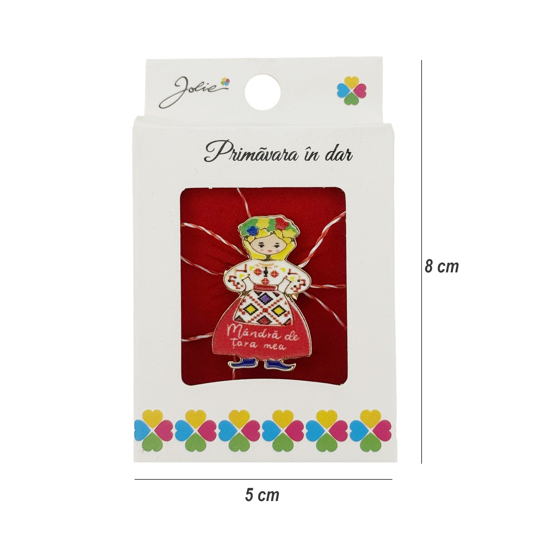 Martisor Brosa, Jolie, Model Mandra de Tara Mea, Metal Emailat in Culori, Sistem de Prindere cu Ac, Dimensiune 2.5–3