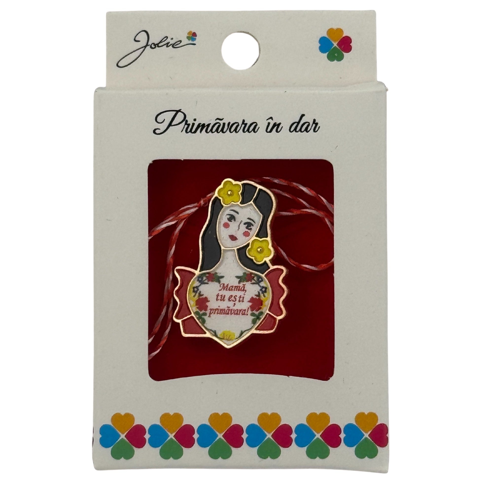 Martisor Brosa Mica in Cutie, Jolie, Design cu Mesaj, Material Metal, Dimensiune 2.5-3 cm, Model Traditional Mama