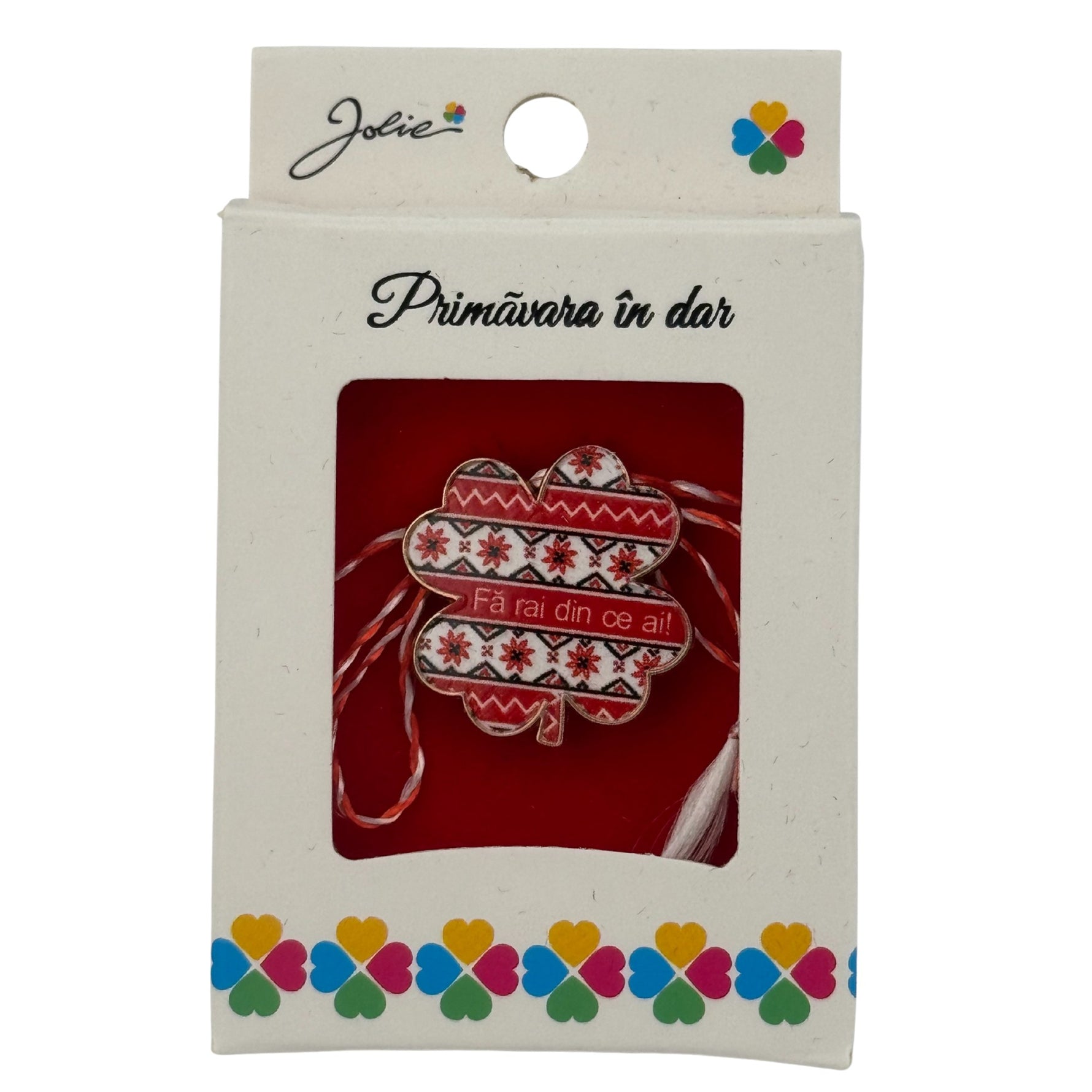 Martisor Brosa Mica in Cutie, Jolie, Design cu Mesaj, Dimensiune 2.5-3 cm, Material Metal, Model Traditional Trifoi