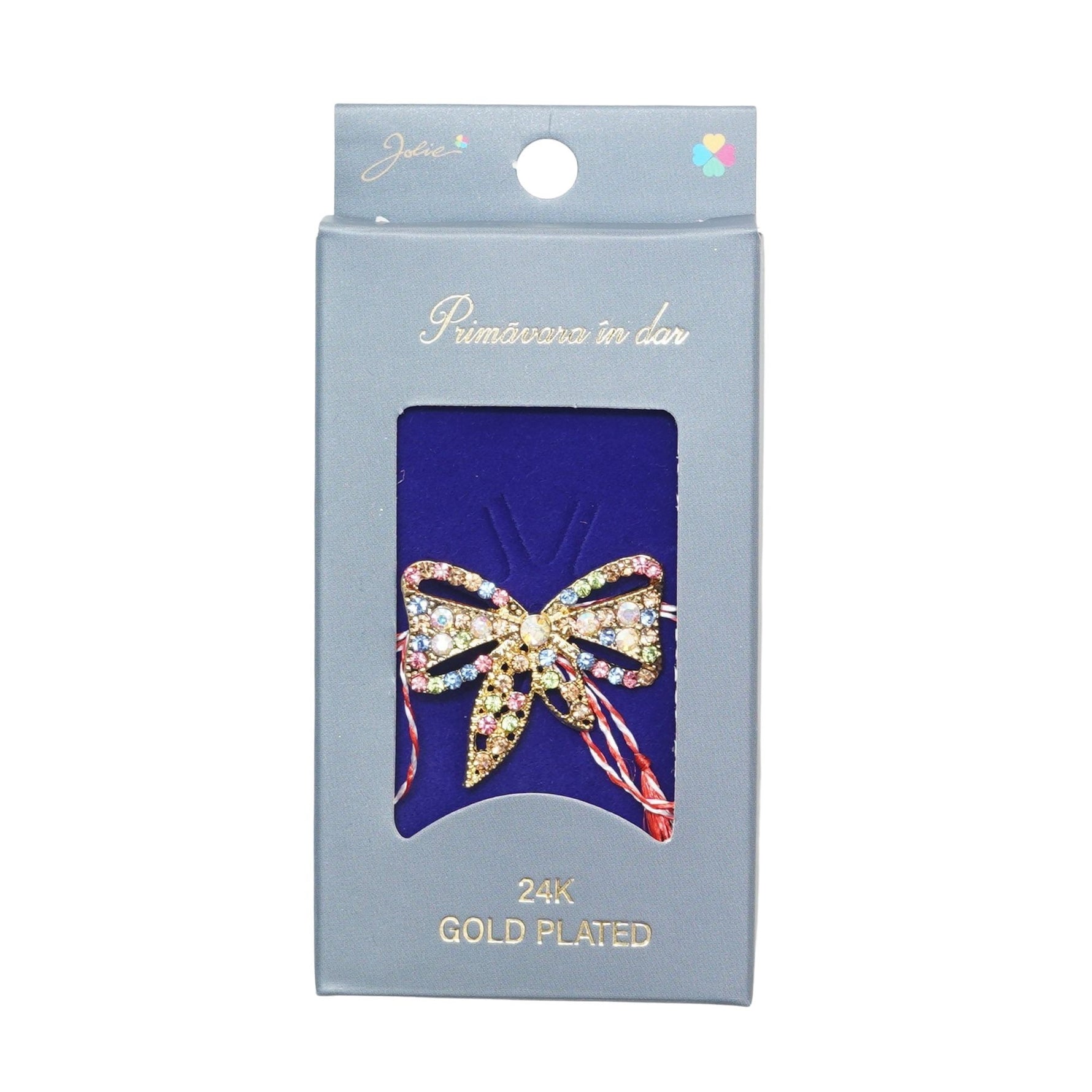 Martisor Brosa Placata cu Aur 24K, Jolie, Ambalaj Carton cu Design, Material Metal, Model Fundita, Dimensiune Brosa 2 -