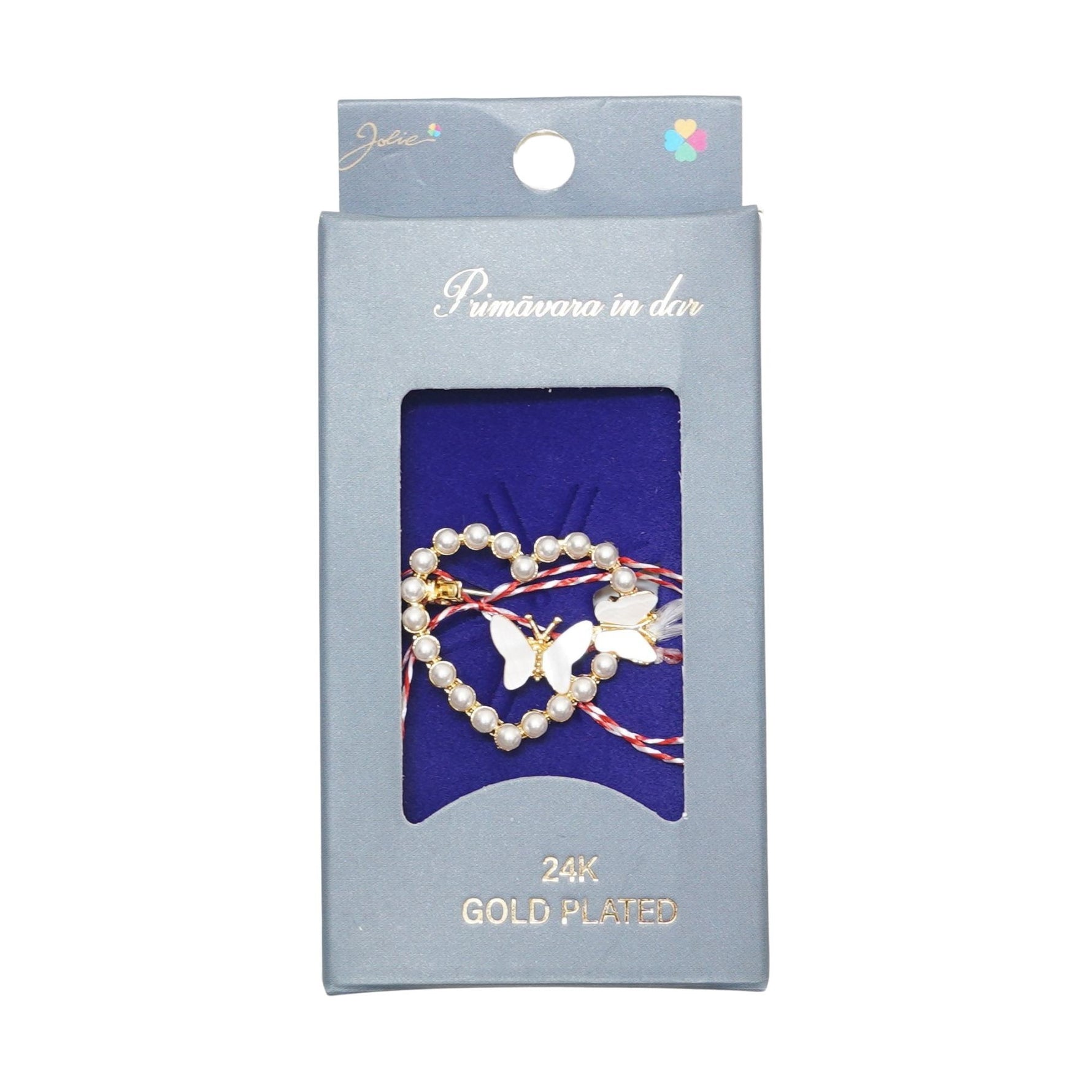 Martisor Brosa Placata cu Aur 24K, Jolie, Ambalaj Carton cu Design, Material Metal, Model Inima, Dimensiune Brosa 2 - 3