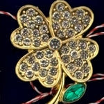 Martisor Brosa Placata cu Aur 24K, Jolie, Dimensiune Brosa 2-3 cm, Model Trifoi cu Patru Foi, Auriu