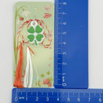 Martisor pentru Copii, Jolie, Model TRIFOI, din Cauciuc, cu Snur Impletit Alb/Rosu, Ambalaj Carton cu Design, Alb/Verde